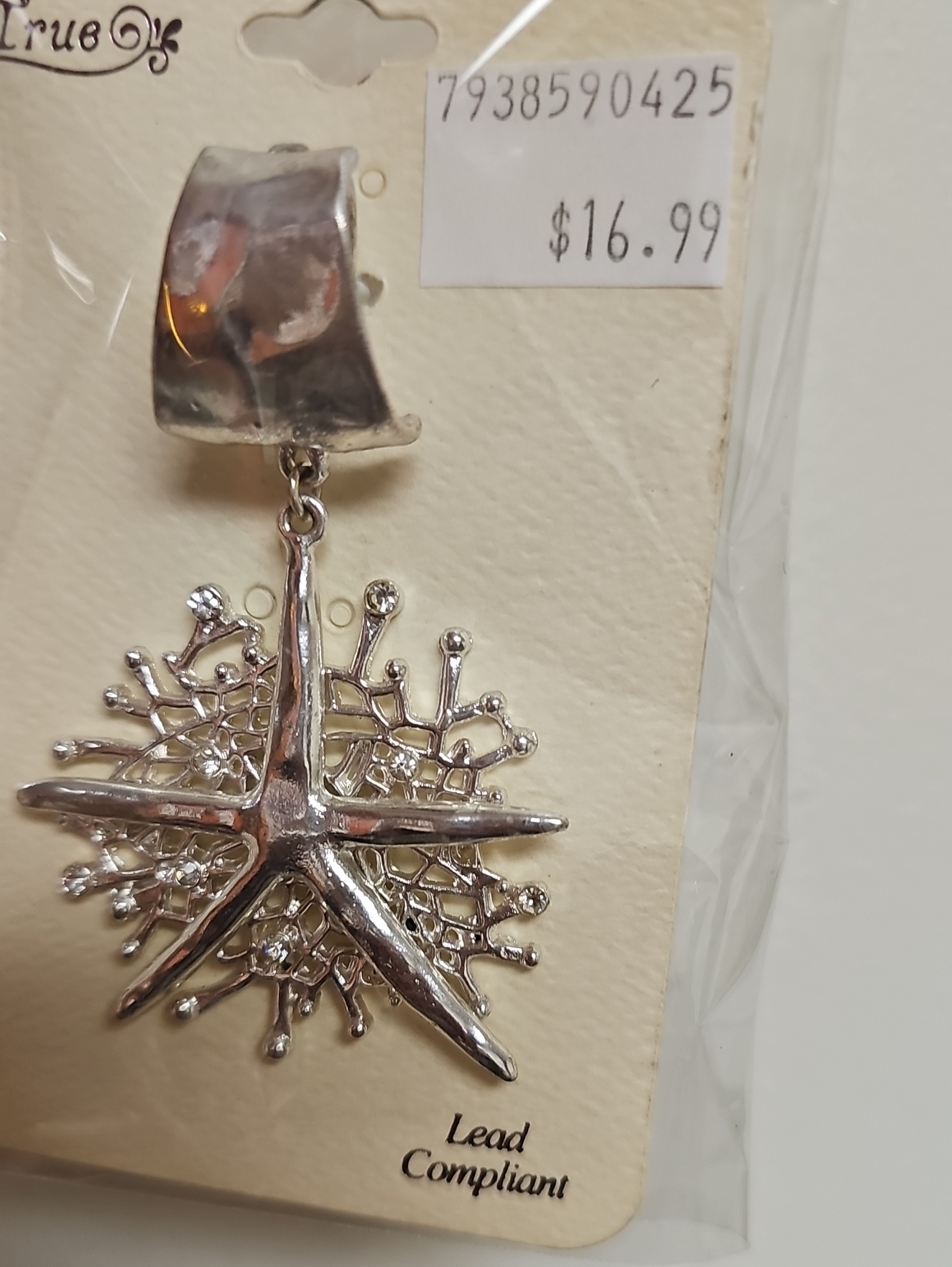 Silver Starfish Pendant  Silver
